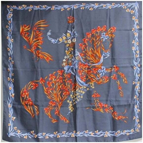HERMES Authentic Blue Silk Scarf - Picture 2 of 11